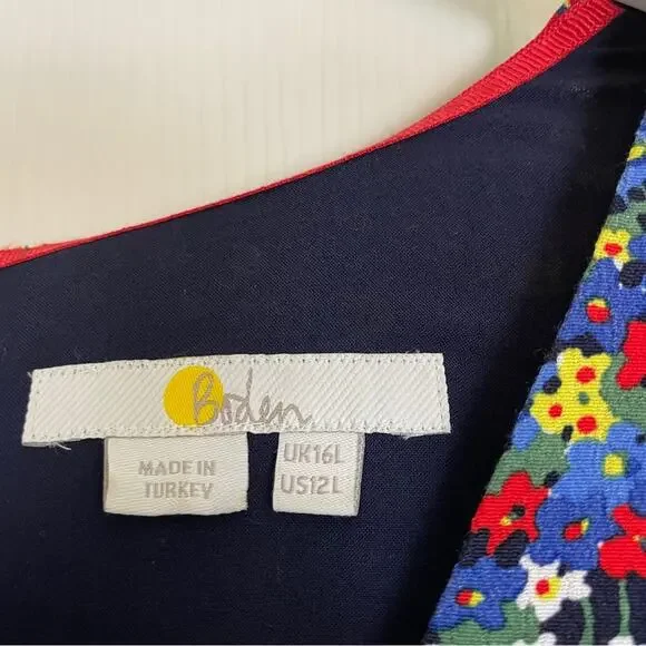 Boden Tessa Ditsy Floral Puff Sleeve Midi Dress Viscose Multi Color Sz 12L - Picture 9 of 11
